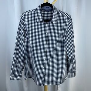 Tommy Hilfiger Navy White Checkered Gingham Long Sleeve Button Down Shirt Sz XL